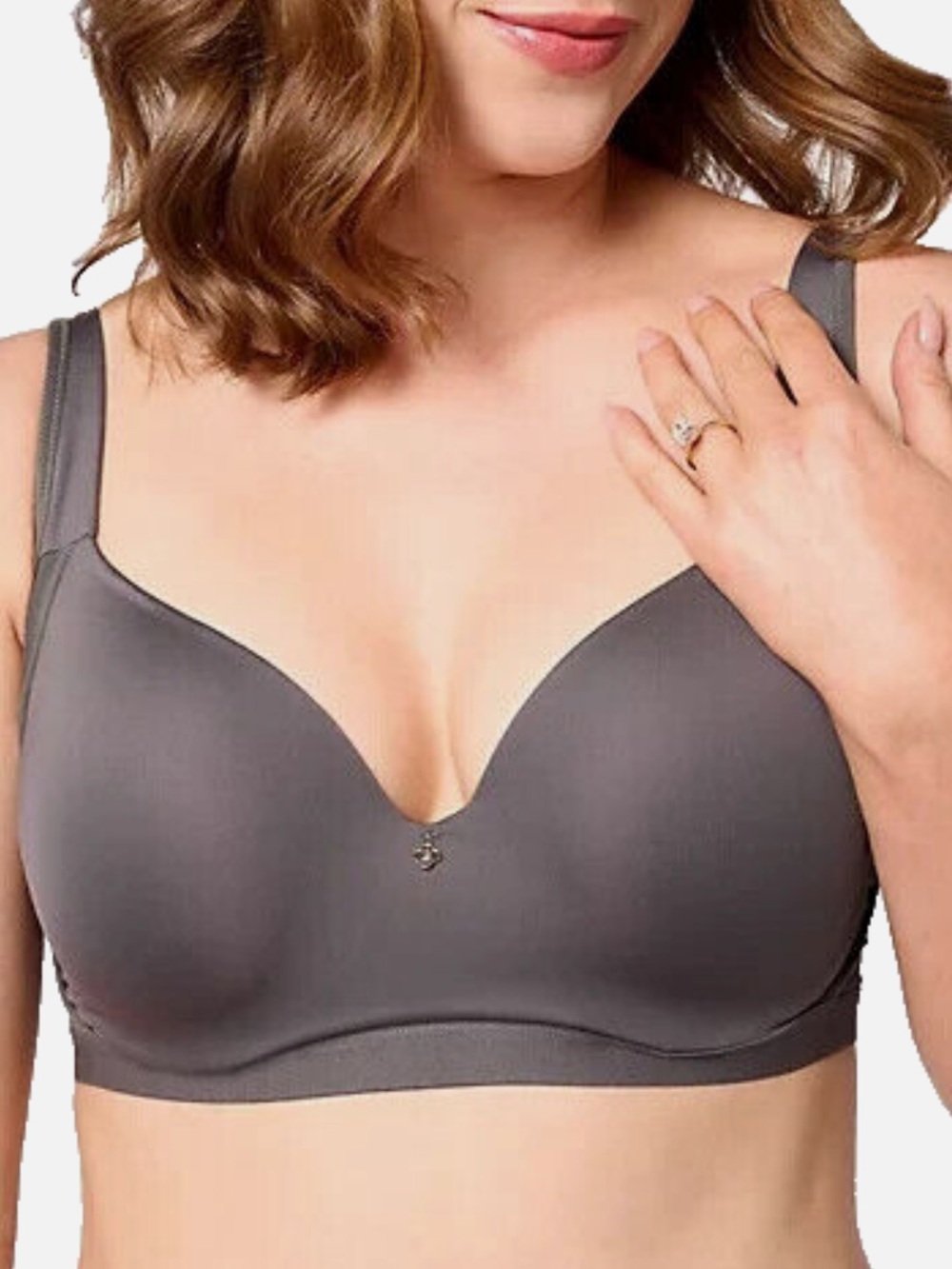 Breezies Graphite Natural Embrace Underwire Contour TShirt Bra Size 44DD - Picture 1 of 8